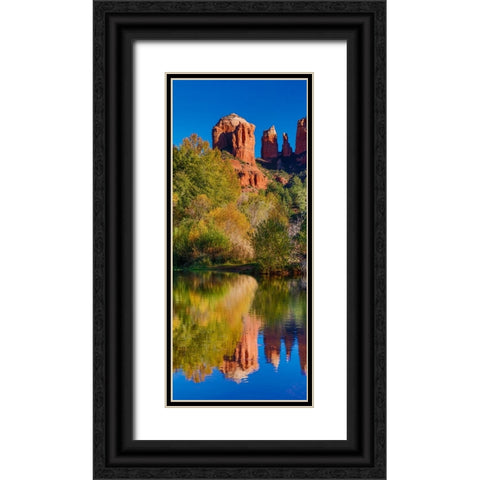 USA- Arizona- Red Rock State Park with Oak Creek and Cathedral Rock Black Ornate Wood Framed Art Print with Double Matting by Gulin, Darrell