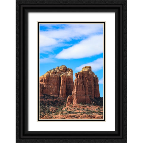 Sedona- Arizona- USA. Cathedral Rock- red rock formations Black Ornate Wood Framed Art Print with Double Matting by Sienda, Jolly