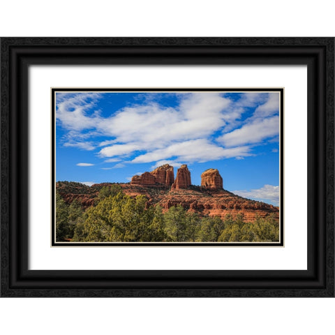 Sedona- Arizona- USA. Cathedral Rock- red rock formations Black Ornate Wood Framed Art Print with Double Matting by Sienda, Jolly