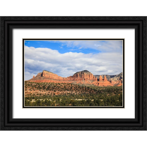 Sedona- Arizona- USA. Cathedral Rock- red rock formations Black Ornate Wood Framed Art Print with Double Matting by Sienda, Jolly
