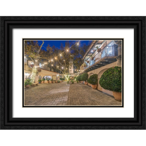 Arizona-Sedona Tlaquepaque at dawn-high end shopping center with art galleries and boutique stores Black Ornate Wood Framed Art Print with Double Matting by Tilley, Rob