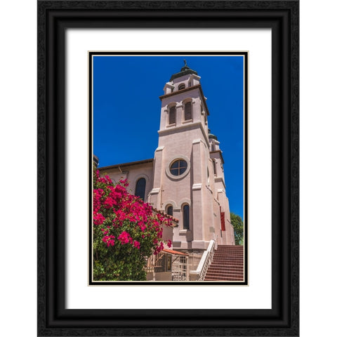 Saint Mary Basilica- Phoenix- Arizona. Founded 1881- rebuilt stained glass from 1915 Black Ornate Wood Framed Art Print with Double Matting by Perry, William