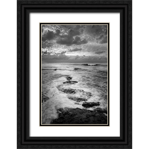 USA-California-La Jolla Ocean and rocks at dusk Black Ornate Wood Framed Art Print with Double Matting by Collins, Ann