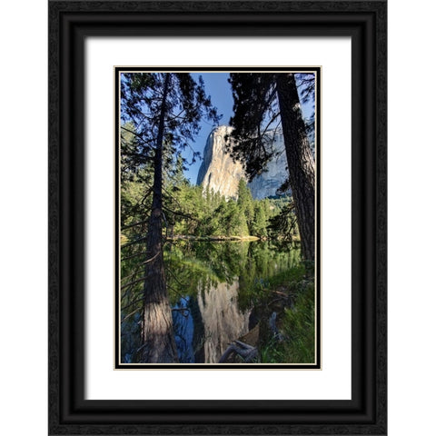 El Capitan reflected on Merced River-Yosemite National Park-California Black Ornate Wood Framed Art Print with Double Matting by Jones, Adam