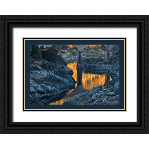 Usa-California This old railroad bridge crossing the North Fork of the American River Black Ornate Wood Framed Art Print with Double Matting by Sederquist, Betty