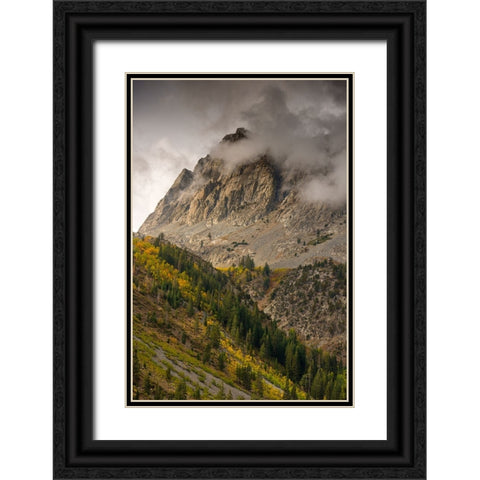 Usa-California-Sierra Nevada Mighty Peaks in the Lundy Lake area in fall Black Ornate Wood Framed Art Print with Double Matting by Sederquist, Betty