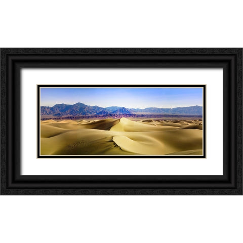 Death Valley Sand Dunes at Mesquite Flats. Black Ornate Wood Framed Art Print with Double Matting by Muir, Janet