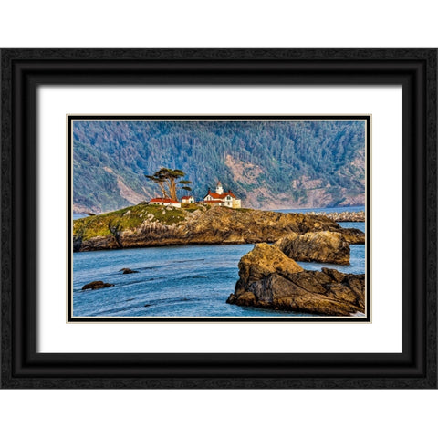 USA-California-Crescent City-Battery Light House Black Ornate Wood Framed Art Print with Double Matting by Restuccia, Joe III