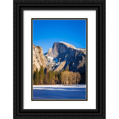 Afternoon light on Half Dome in winter-Yosemite National Park-California-USA Black Ornate Wood Framed Art Print with Double Matting by Bishop, Russ