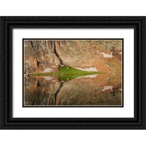 USA-Colorado-Uncompahgre National Forest Cliff face reflected in Bullion King Lake Black Ornate Wood Framed Art Print with Double Matting by Jaynes Gallery
