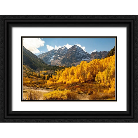 Maroon Bells-Snowmass Wilderness in Aspen-Colorado in autumn Black Ornate Wood Framed Art Print with Double Matting by Ostrowitz, Mallorie