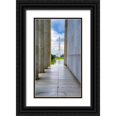 Washington Monument-Capitol Hill-Lincoln Memorial-Washington DC-Dedicated 1922 Black Ornate Wood Framed Art Print with Double Matting by Perry, William