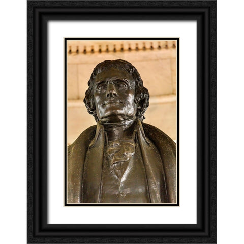 Bronze Jefferson Statue-Jefferson Memorial-Washington DC-Statue by Rudolph Evans 1947 Black Ornate Wood Framed Art Print with Double Matting by Perry, William