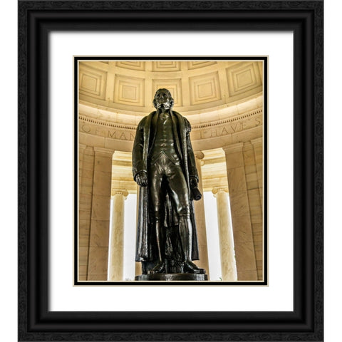 Bronze Jefferson Statue-Jefferson Memorial-Washington DC-Statue by Rudolph Evans 1947 Black Ornate Wood Framed Art Print with Double Matting by Perry, William