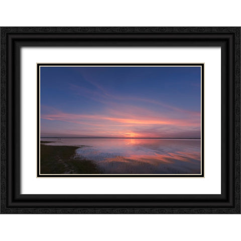 Sunset on Harney Lake at sunset-Florida Black Ornate Wood Framed Art Print with Double Matting by Jones, Adam