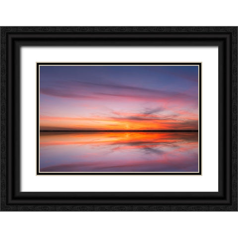 Sunset on Harney Lake at sunset-Florida Black Ornate Wood Framed Art Print with Double Matting by Jones, Adam