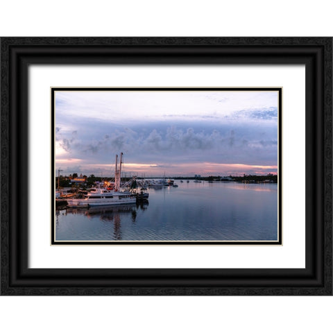 Looking out of the Key West Express shuttle over Fort Myers waterway of the Gulf of Mexico Black Ornate Wood Framed Art Print with Double Matting by Haddad, Sheila
