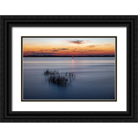 USA-Georgia-Jekyll Island-Sunset at Driftwood Beach and the petrified trees Black Ornate Wood Framed Art Print with Double Matting by Looney, Hollice