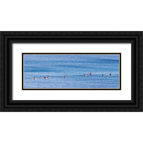 Canoe Club exercising-Waikiki-Oahu-Hawaii Black Ornate Wood Framed Art Print with Double Matting by Norring, Tom