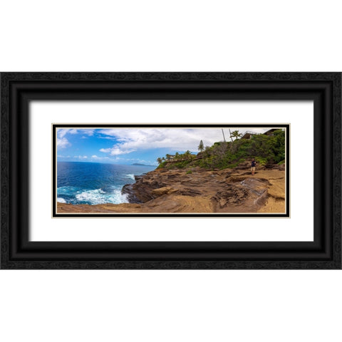Ocean view from Spitting Caves-Hidden treasure in Honolulu-Oahu-Hawaii Black Ornate Wood Framed Art Print with Double Matting by Norring, Tom