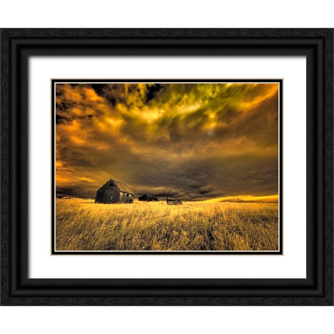 USA-Idaho-Liberty-Infrared of old cabin near Liberty Black Ornate Wood Framed Art Print with Double Matting by Eggers, Terry