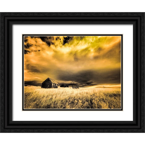 USA-Idaho-Liberty-Infrared of old cabin near Liberty Black Ornate Wood Framed Art Print with Double Matting by Eggers, Terry