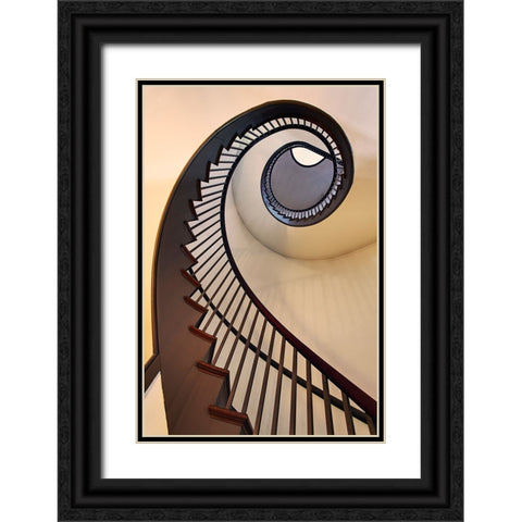 Spiral stairway-Shaker Village of Pleasant Hill-Kentucky Black Ornate Wood Framed Art Print with Double Matting by Jones, Adam