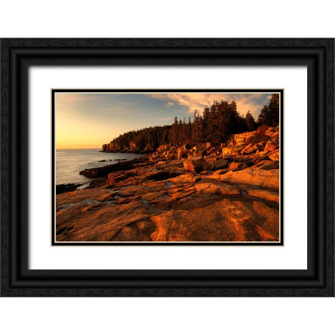 USA-Maine-Acadia National Park Sunrise on ocean coastline Black Ornate Wood Framed Art Print with Double Matting by Jaynes Gallery