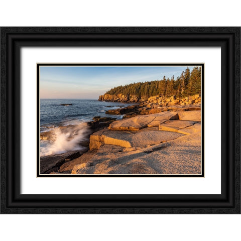Otter Cliffs at sunrise in Acadia National Park-Maine-USA Black Ornate Wood Framed Art Print with Double Matting by Haney, Chuck