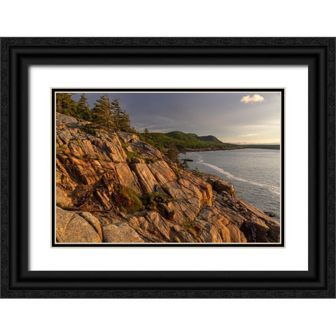 Otter Cliffs at sunrise in Acadia National Park-Maine-USA Black Ornate Wood Framed Art Print with Double Matting by Haney, Chuck