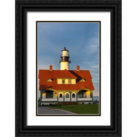 Sunset at Portland Head Lighthouse in Portland-Maine-USA Black Ornate Wood Framed Art Print with Double Matting by Haney, Chuck