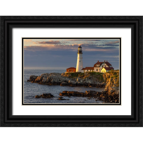 Portland Head Lighthouse in Portland-Maine-USA Black Ornate Wood Framed Art Print with Double Matting by Haney, Chuck