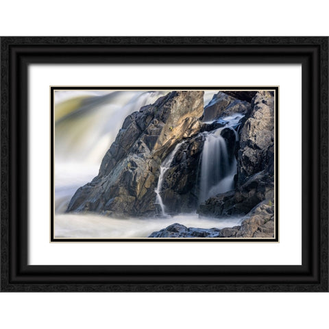 Usa-Maryland Great Falls Overlook-Potomac River-Long Exposure of the Water of the Potomac Black Ornate Wood Framed Art Print with Double Matting by Looney, Hollice