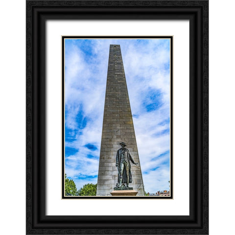 William Prescott Statue-Bunker Hill Battle Monument-Charlestown-Boston-Massachusetts-Site of June 1 Black Ornate Wood Framed Art Print with Double Matting by Perry, William