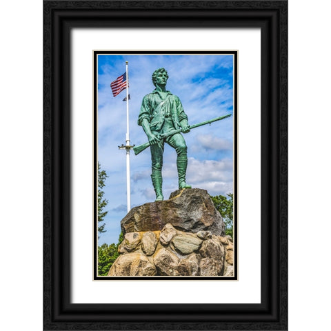 Lexington Minute Man Patriot Statue-Lexington Battle Green-Massachusetts-Site of April 19-1775 firs Black Ornate Wood Framed Art Print with Double Matting by Perry, William