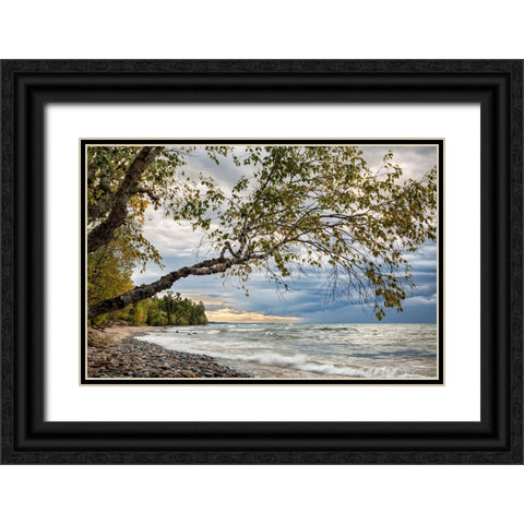 USA-Michigan Storm clouds over Pictured Rocks National Lakeshore Black Ornate Wood Framed Art Print with Double Matting by Collins, Ann