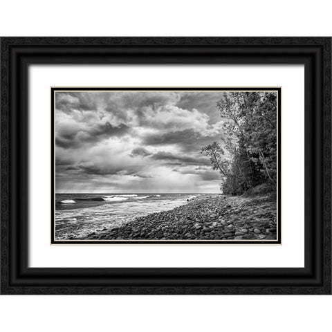USA-Michigan-Munising Receding storm clouds at Pictured Rocks National Lakeshore Black Ornate Wood Framed Art Print with Double Matting by Collins, Ann
