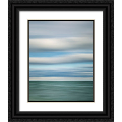 USA-Michigan-Mackinac Island Abstract blur of Lake Huron from Mission Point Black Ornate Wood Framed Art Print with Double Matting by Collins, Ann