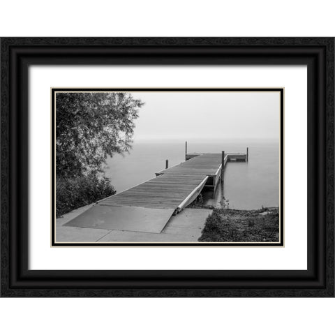 USA-Minnesota-Bemidji-Dock on Lake Bemidji Black Ornate Wood Framed Art Print with Double Matting by Hawkins, Peter