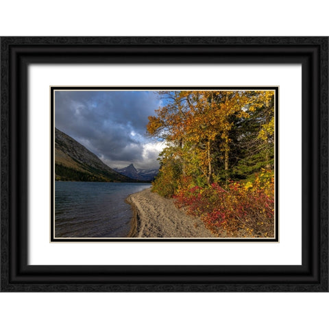 Cosley Lake in autumn-Glacier National Park-Montana-USA Black Ornate Wood Framed Art Print with Double Matting by Haney, Chuck