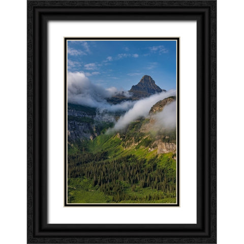Rolling fog clouds with Reynolds Mountains at Logan Pass in Glacier National Park-USA Black Ornate Wood Framed Art Print with Double Matting by Haney, Chuck