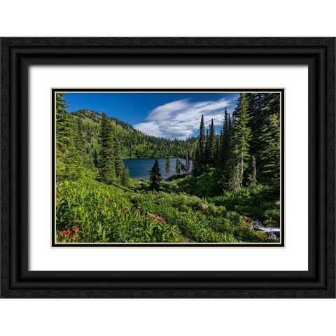 Wildcat Lake in the Jewel Basin Hiking Area of Flathead National Forest-Montana-USA Black Ornate Wood Framed Art Print with Double Matting by Haney, Chuck