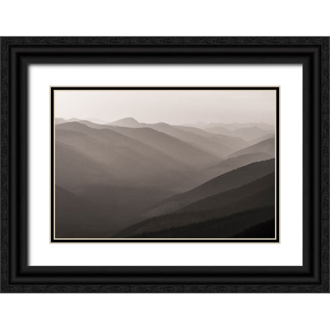 Wildfire smoke and clouds mixing-Upper Whitefish Valley Stillwater State Forest near Whitefish Black Ornate Wood Framed Art Print with Double Matting by Haney, Chuck