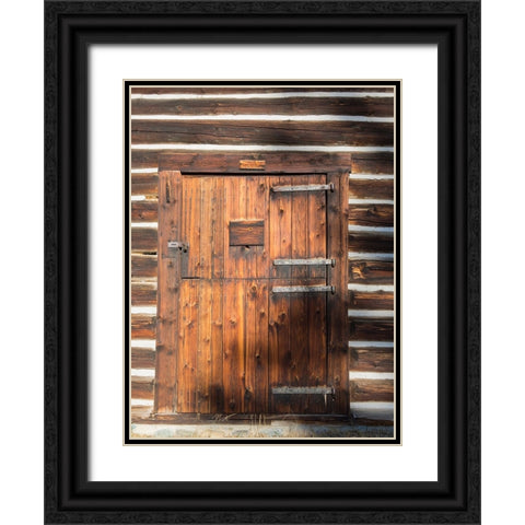 Montana- Glacier National Park. Lubec Barn (1926)- Door close-up Black Ornate Wood Framed Art Print with Double Matting by Wild, Jamie and Judy