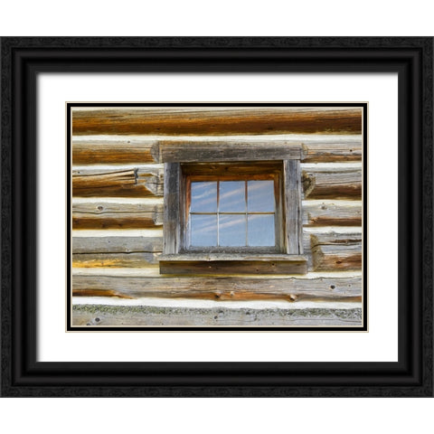 Montana- Glacier National Park. Lubec Barn (1926)- window close-up Black Ornate Wood Framed Art Print with Double Matting by Wild, Jamie and Judy
