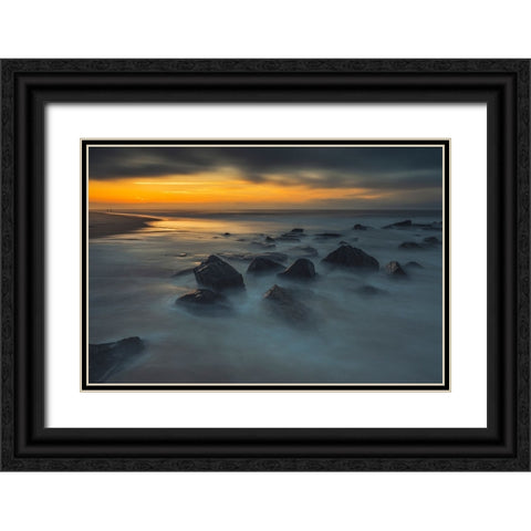 USA-New Jersey-Cape May National Seashore Sunrise on rocky shoreline Black Ornate Wood Framed Art Print with Double Matting by Jaynes Gallery