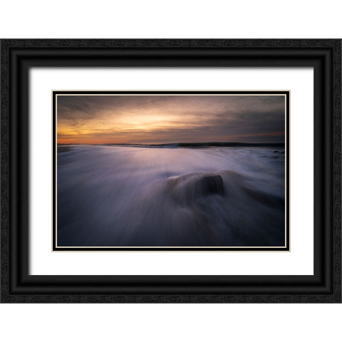 USA-New Jersey-Cape May National Seashore Cloudy sunrise on seashore Black Ornate Wood Framed Art Print with Double Matting by Jaynes Gallery