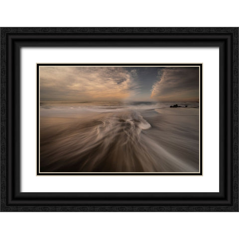 USA-New Jersey-Cape May National Seashore Cloudy sunrise on seashore Black Ornate Wood Framed Art Print with Double Matting by Jaynes Gallery