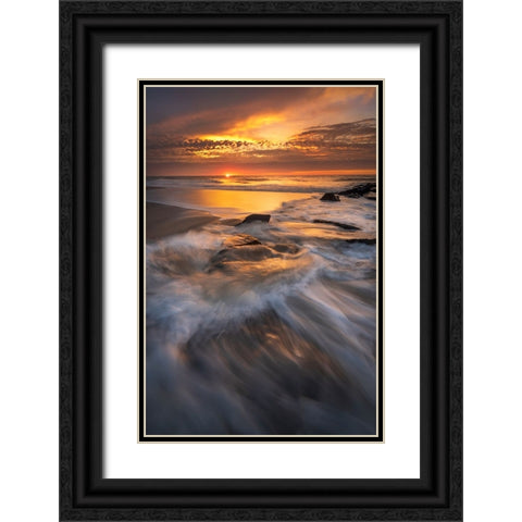 USA-New Jersey-Cape May National Seashore Sunrise on ocean shore Black Ornate Wood Framed Art Print with Double Matting by Jaynes Gallery