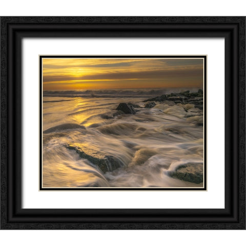 USA-New Jersey-Cape May National Seashore Sunrise on ocean shore Black Ornate Wood Framed Art Print with Double Matting by Jaynes Gallery